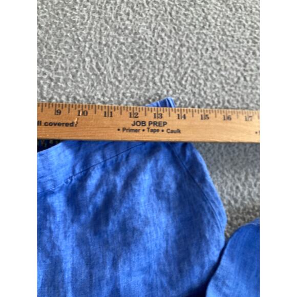 J. McLaughlin Pants Medium Linen Drawstring Straight Leg Ankle Blue Beach Boho - Picture 12 of 16